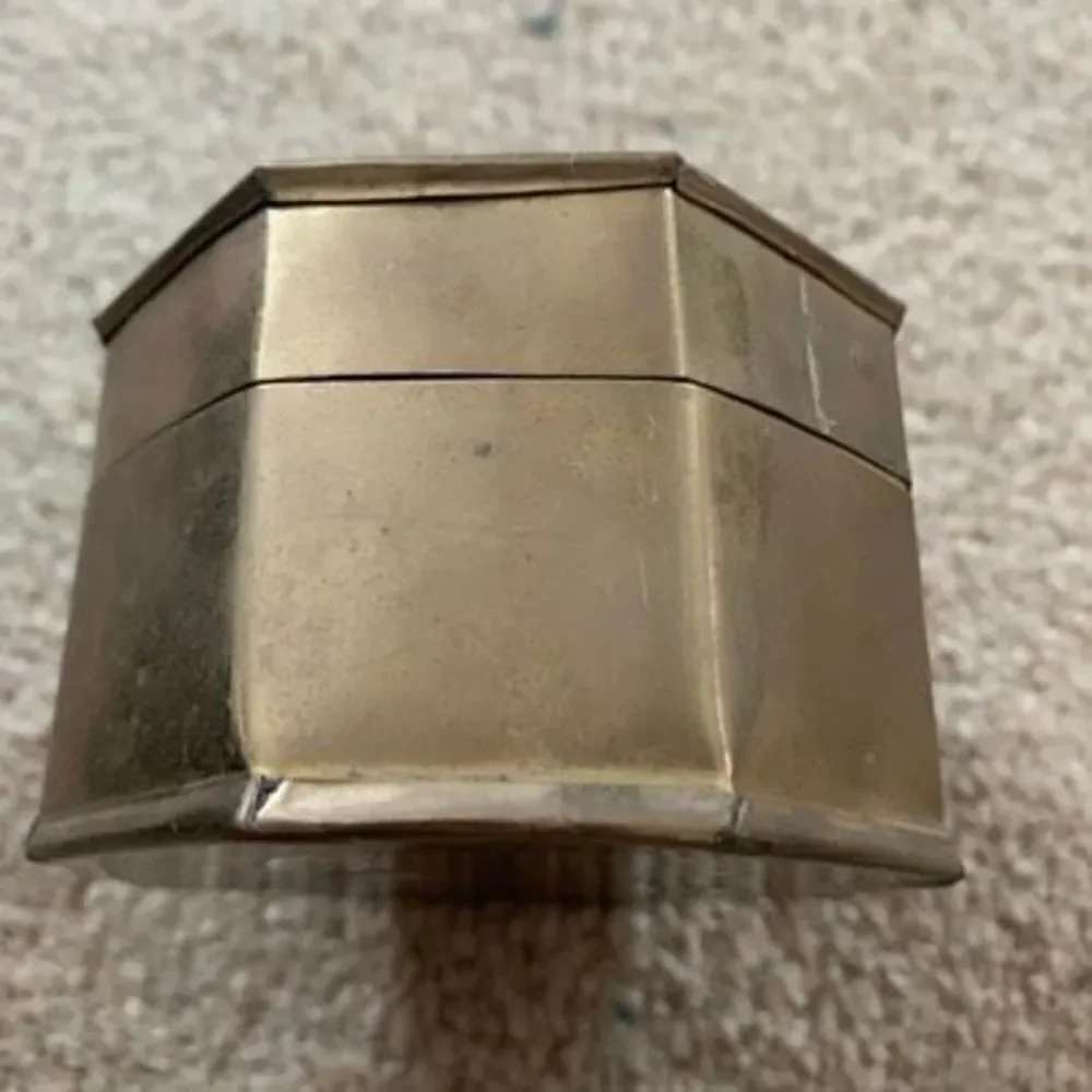 Brass 3” Octagon Trinket Box With Lid Made In India